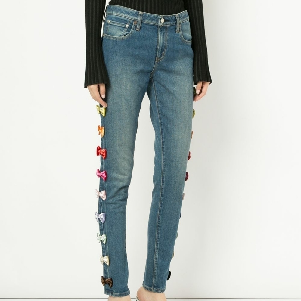 Tu Es Mon Tresor Velvet Bow Jeans‎ Sz XS